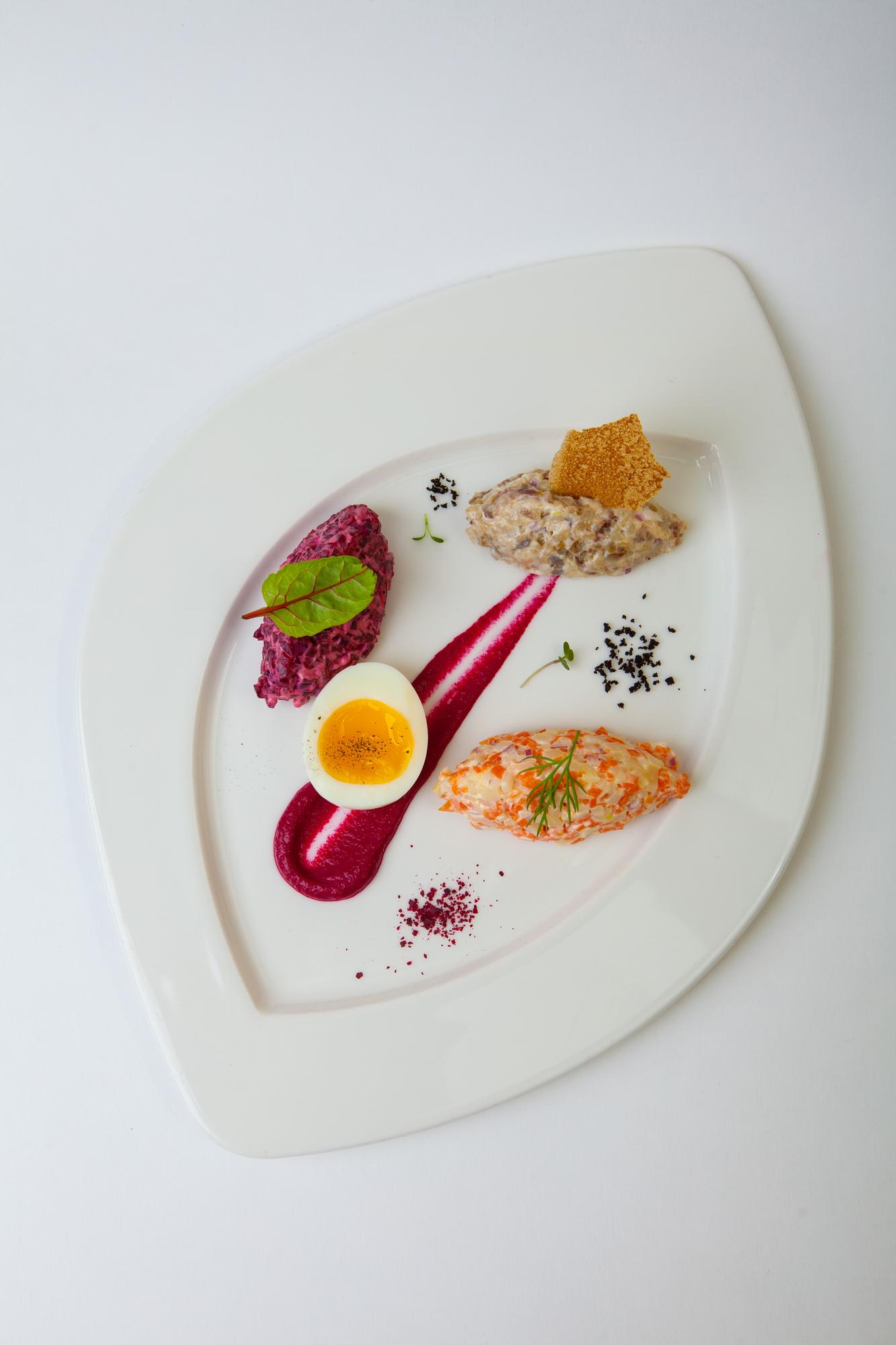 Plated modern meal with tech styling